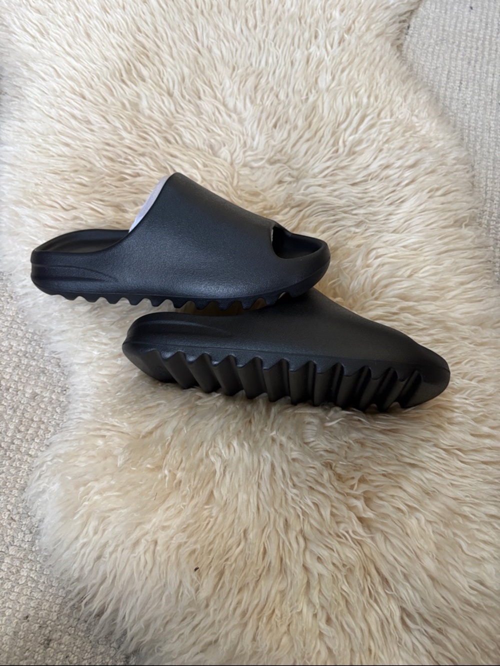 Black Ridged Slide Sandals by Yeezy